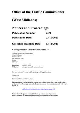 Notices and Proceedings for the West Midlands 2471