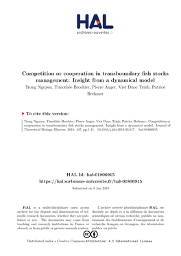 Competition Or Cooperation in Transboundary Fish Stocks