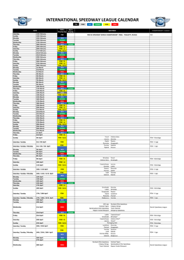 International Speedway League Calendar Fim Fime Acu Svemo Pzm Dmu