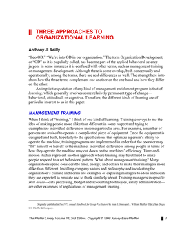 „‚ Three Approaches to Organizational Learning