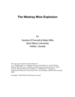 The Westray Mine Explosion