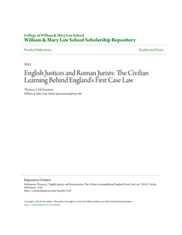 English Justices and Roman Jurists: the Civilian Learning Behind