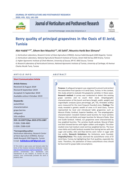 Berry Quality of Principal Grapevines in the Oasis of El Jerid, Tunisia