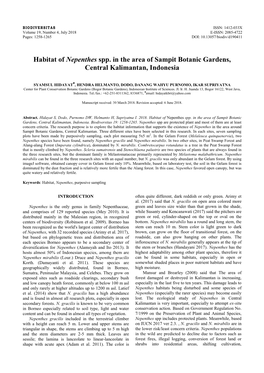 Habitat of Nepenthes Spp. in the Area of Sampit Botanic Gardens, Central Kalimantan, Indonesia