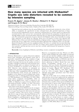 How Many Species Are Infected with Wolbachia? Cryptic Sex Ratio Distorters Revealed to Be Common by Intensive Sampling Francis M