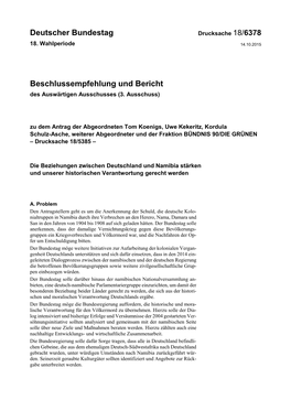 Deutscher Bundestag Beschlussempfehlung Und Bericht