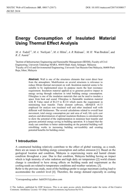 Energy Consumption of Insulated Material Using Thermal Effect Analysis