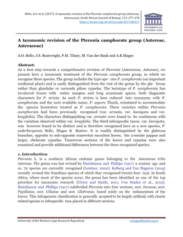 A Taxonomic Revision of the Pteronia Camphorate Group (Astereae, Asteraceae)