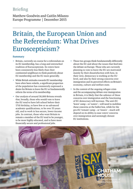 Britain, the European Union and the Referendum: What Drives Euroscepticism?