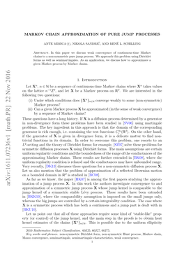 Markov Chain Approximation of Pure Jump Processes 3