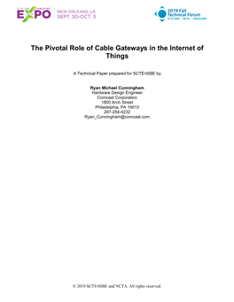 The Pivotal Role of Cable Gateways in the Internet of Things