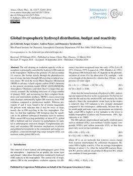 Articles That Also Dehydrate the Weighted (12.4 × 105 Molecules Cm−3) and Methyl Chloro- Air That Ascends Into the Stratosphere (Lelieveld Et Al., 2007)