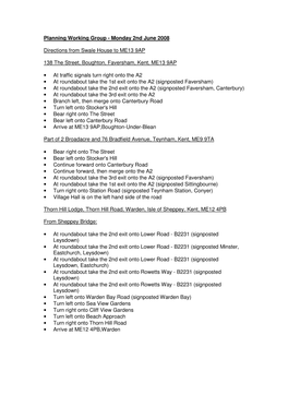 Planning Working Group - Monday 2Nd June 2008