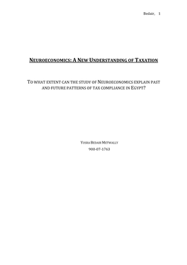 Neuroeconomics:A N Ew Understanding of Taxation