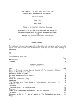 The North of England Institute of Mining and Mechanical Engineers