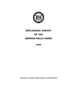 Biological Survey of German Mills Creek, a Branch of the Don River