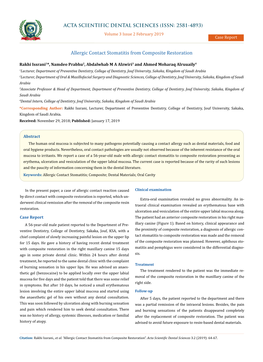 Allergic Contact Stomatitis from Composite Restoration