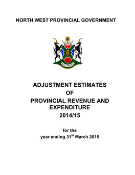 Adjustment Estimates of Provincial Revenue and Expenditure 2014/15