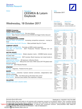 CEEMEA & Latam Daybook