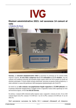 Stampato Il Nome Del Candidato Sindaco, Con Accanto a Ciascun Candidato Il Contrassegno Della Lista Che Lo Appoggia