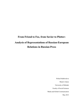 Analysis of Representations of Russian-European
