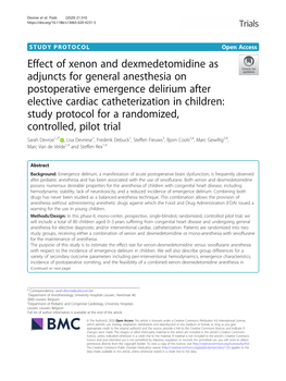 Effect of Xenon and Dexmedetomidine As Adjuncts for General Anesthesia