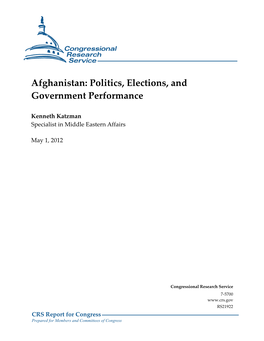 Afghanistan: Politics, Elections, and Government Performance