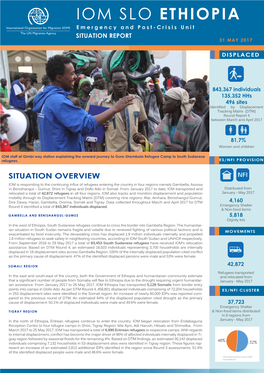 IOM SLO ETHIOPIA Emergency and Post-Crisis Unit SITUATION REPORT 31 MAY 2017