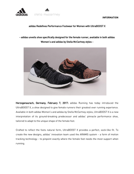 Adidas Unveils Shoe Specifically Designed for the Female Runner, Available in Both Adidas Women’S and Adidas by Stella Mccartney Styles