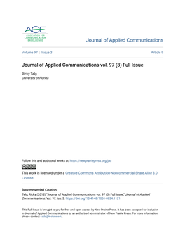 Journal of Applied Communications Vol. 97 (3) Full Issue