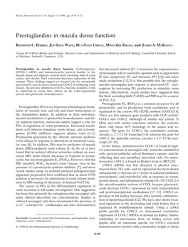 Prostaglandins in Macula Densa Function