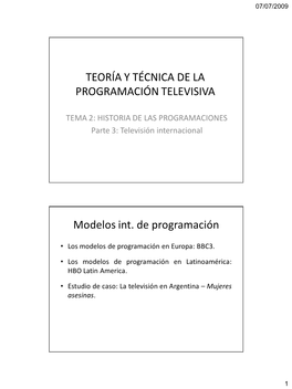Teoría Y Técnica De La Programación Televisiva