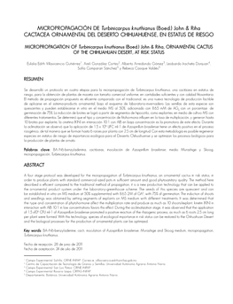 MICROPROPAGACIÓN DE Turbinicarpus Knuthianus (Boed.) John & Riha CACTACEA ORNAMENTAL DEL DESIERTO CHIHUAHUENSE, EN ESTATUS DE RIESGO