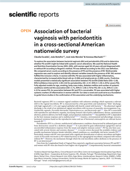 Association of Bacterial Vaginosis with Periodontitis in a Cross-Sectional