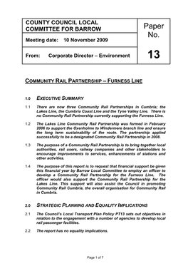 Community Rail Partnership – Furness Line