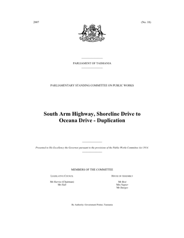 South Arm Highway, Shoreline Drive to Oceana Drive - Duplication