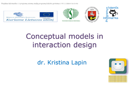 Conceptual Models in Interaction Design