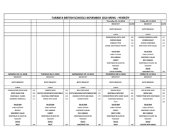 TARABYA BRITISH SCHOOLS NOVEMBER 2018 MENU - YENİKÖY Thursday 01.11.2018 Friday 02.11.2018 BREAKFAST CALORIES BREAKFAST CALORIES