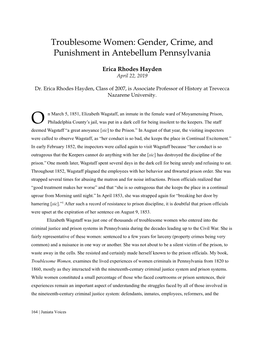 Gender, Crime, and Punishment in Antebellum Pennsylvania