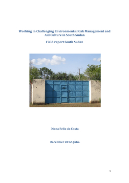 Working in Challenging Environments: Risk Management and Aid Culture in South Sudan