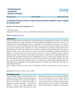 An Observational Study on Relat in Sharad Ritu