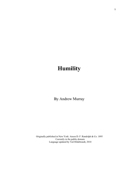 Humility by Andrew Murray