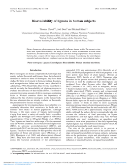 Bioavailability of Lignans in Human Subjects