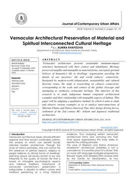 Vernacular Architectural Preservation of Material and Spiritual Interconnected Cultural Heritage * B.A