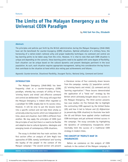 The Malayan Emergency As the Universal COIN Paradigm by MAJ Soh Yen Chu, Elizabeth