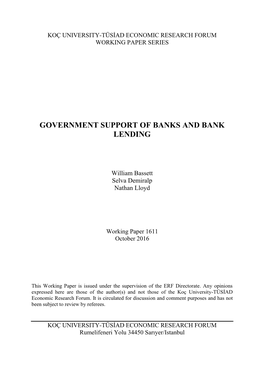 Government Support of Banks and Bank Lending