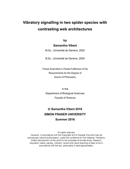 Vibratory Signalling in Two Spider Species with Contrasting Web Architectures