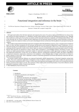 Functional Integration and Inference in the Brain.Pdf