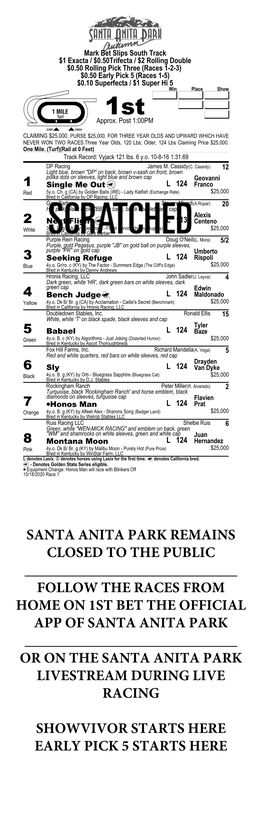 Santa Anita Park Remains Closed to The