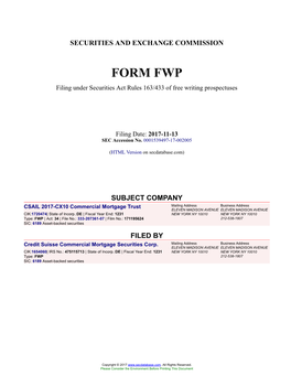 CSAIL 2017-CX10 Commercial Mortgage Trust Form FWP Filed